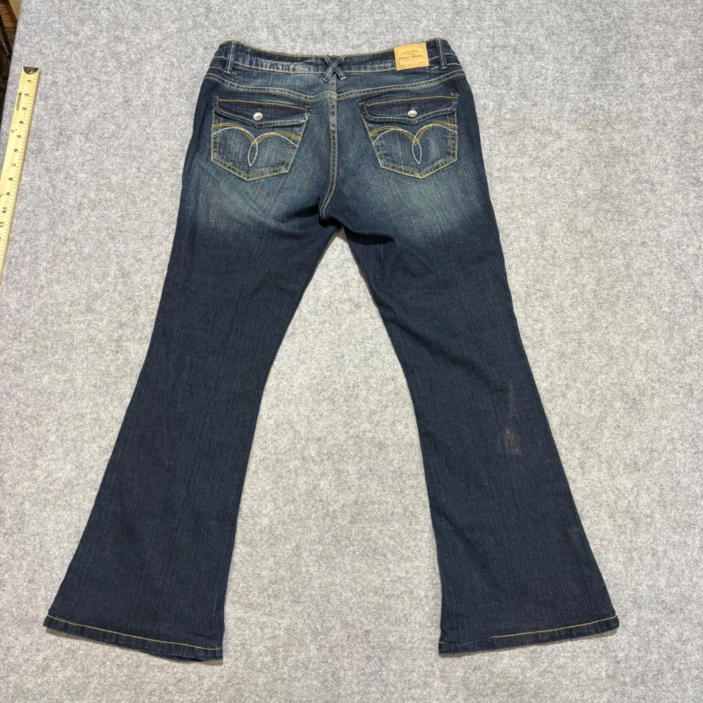 Paris Blues Womens Dark Wash Bootcut Jeans Y2K Embroidered Flap Pocket Size 11